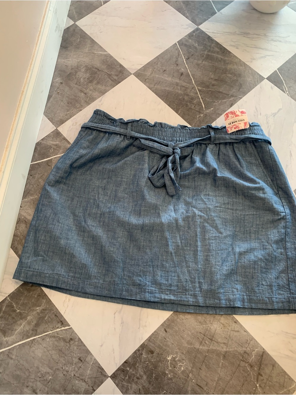 165 J. Crew Chambray Tie-Waist Mini Skirt - Blue